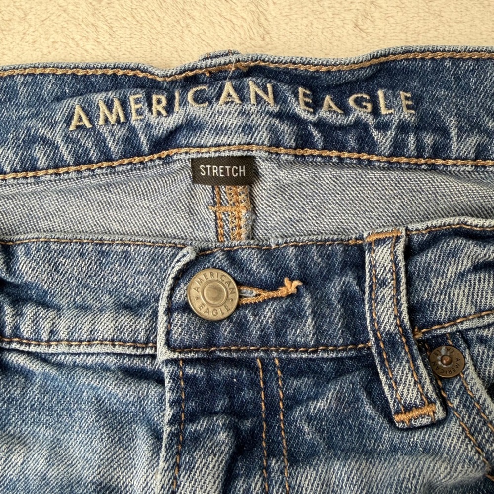 American Eagle Outfitters Womens Jeans Size 4 Medium Wash Distressed Knee Skinny - Picture 7 of 11